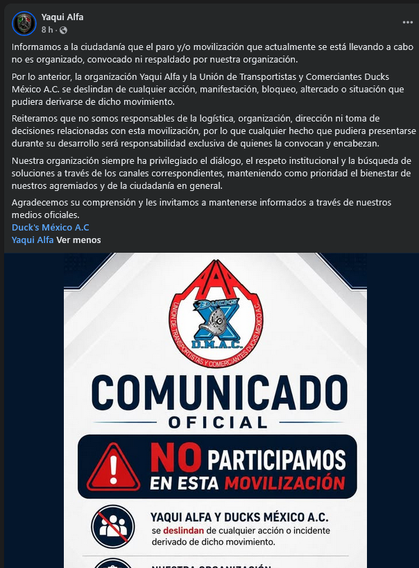 Segundo Comunicado de Ducks Mexico y Yaqui Alfa 1