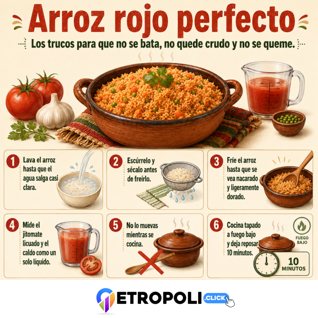 Arroz rojo mexicano: receta y trucos para que no se bata 🍅 2 infografia arroz rojo