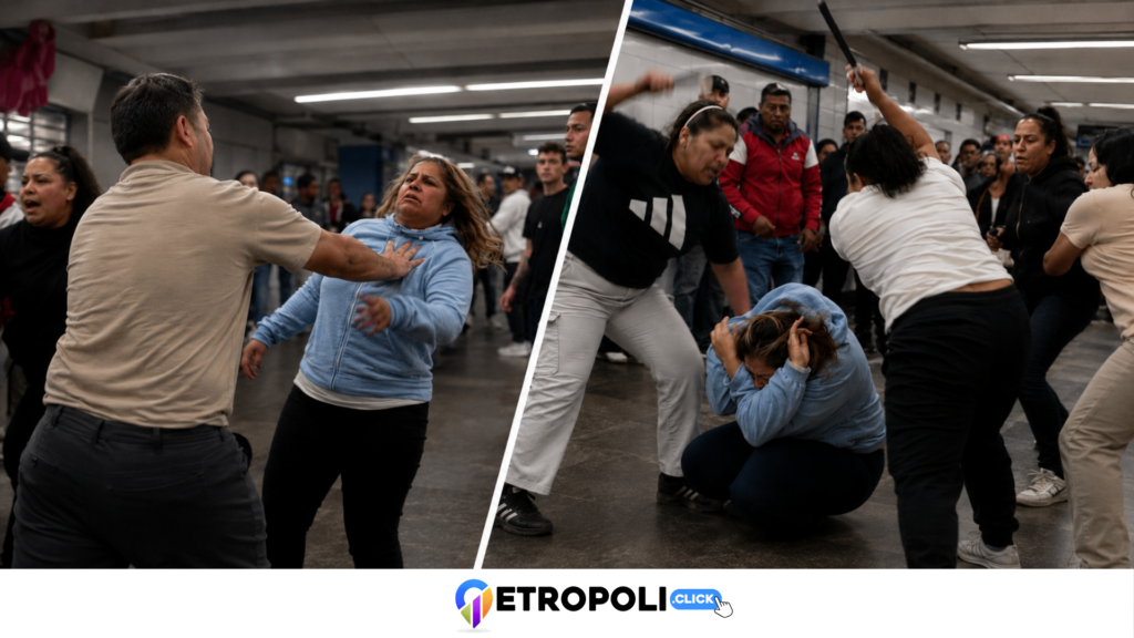 Violencia en Cuatro Caminos: presunta disputa entre comerciantes termina en agresión grupal dentro del Metro