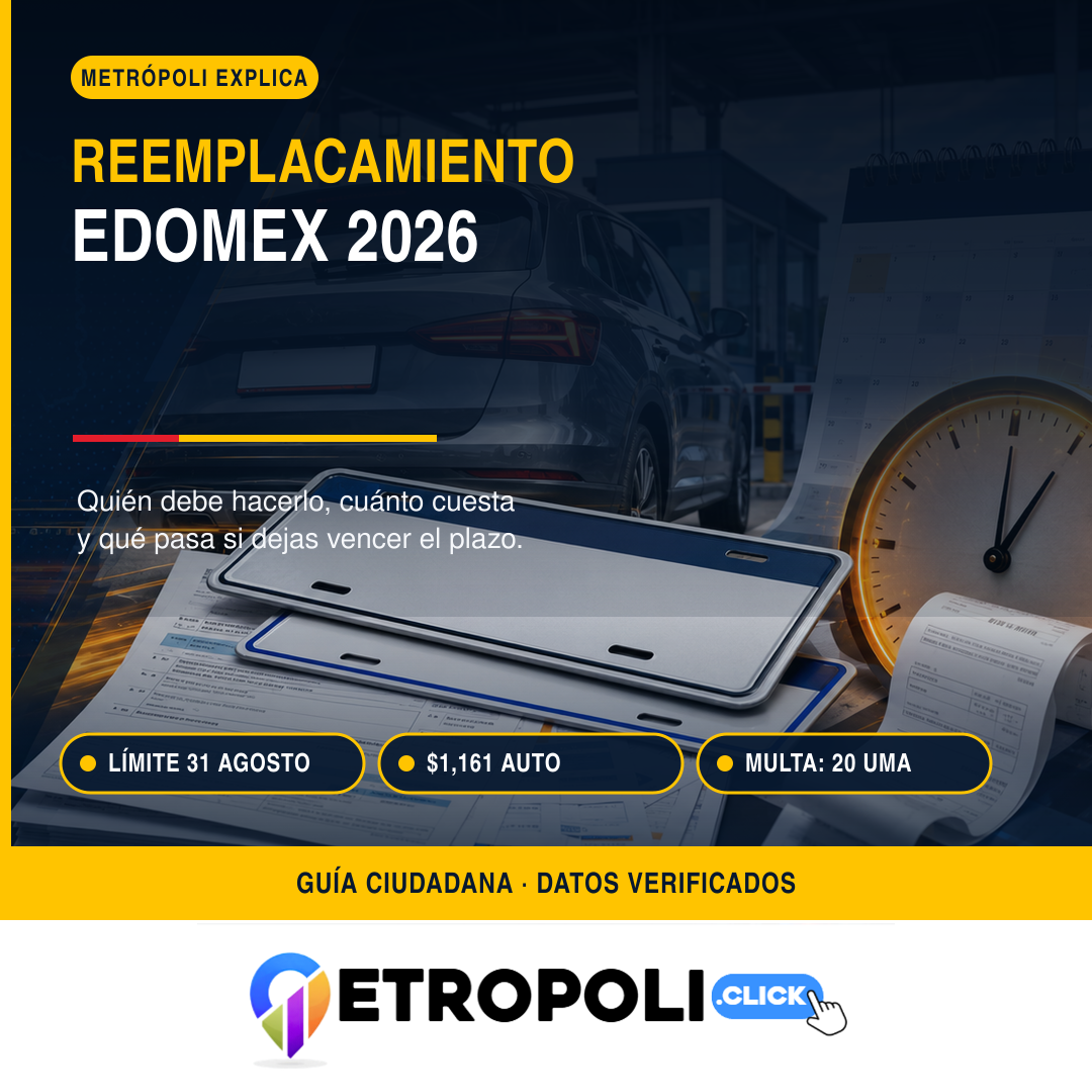 Guía de reemplacamiento Edomex 2026 antes del 31 de agosto