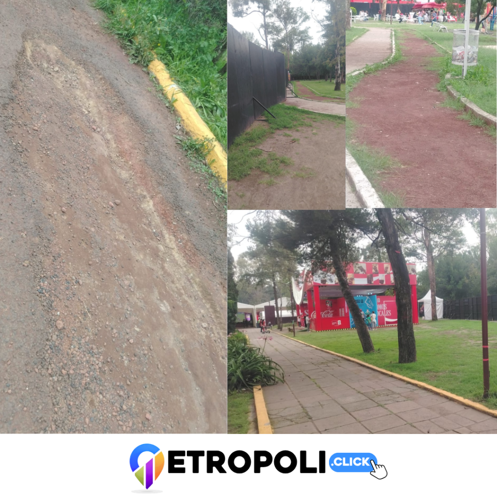 Baches en el Naucalli y pista de correr destruida