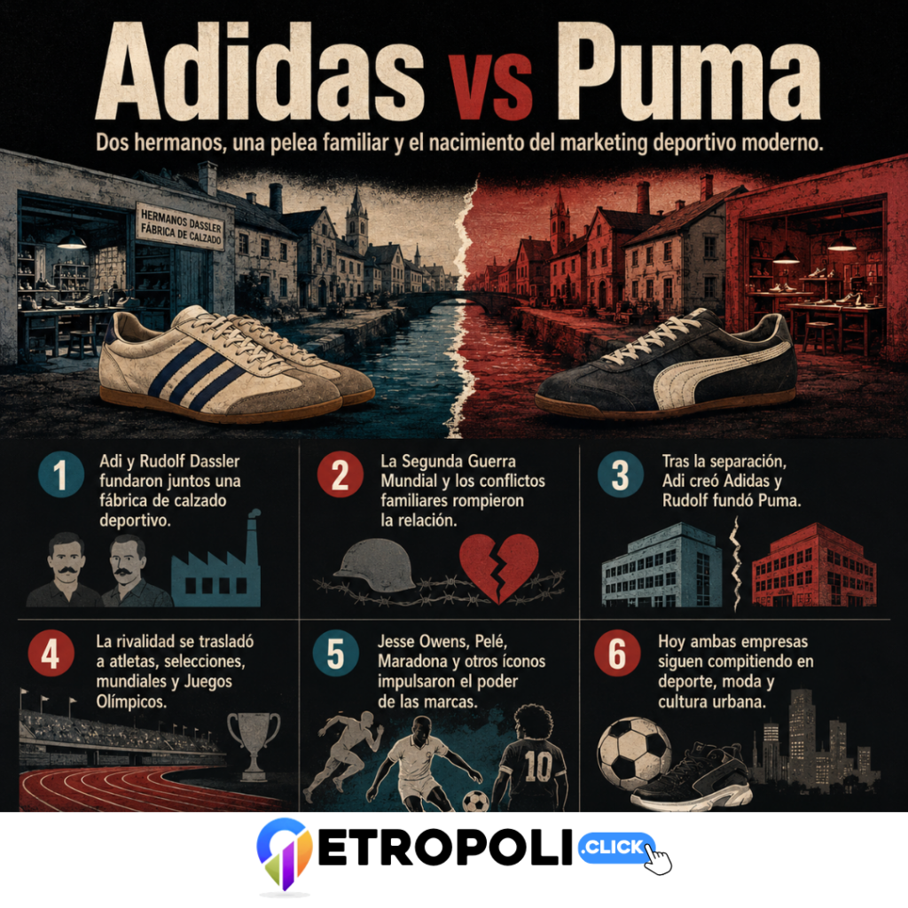 Adidas vs Puma: la rivalidad familiar que cambió para siempre el negocio del deporte 👟 2 Infografia Adidas vs Puma: la rivalidad familiar que cambió para siempre el negocio del deporte 👟
