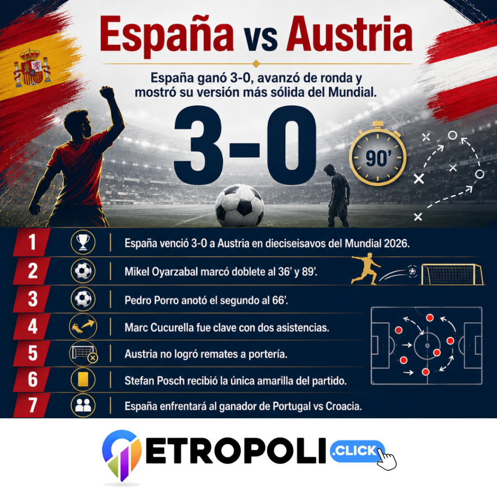 España vs Austria: análisis del 3-0 que confirma a La Roja como candidata seria en el Mundial 2026 ⚽ 1 infografia España vs Austria: análisis del 3-0 que confirma a La Roja como candidata seria en el Mundial 2026 ⚽