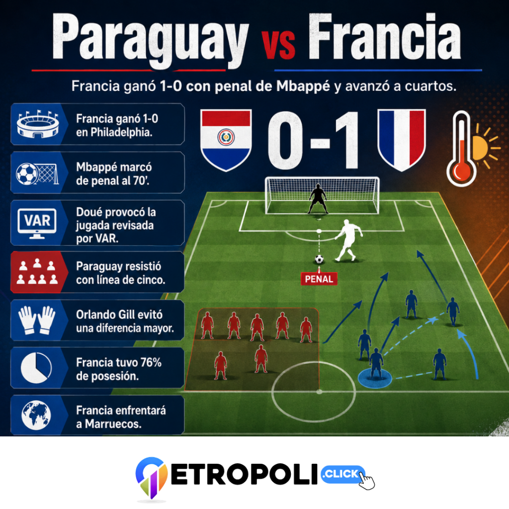 infografia Paraguay vs Francia: análisis del 0-1 que sufrió Francia ⚽
