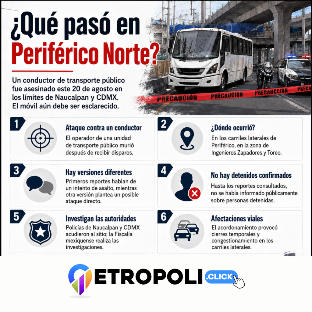 Asesinan a chofer de microbús en Naucalpan: investigan ataque en Periférico 🚨 1 Infografia Asesinan a chofer de microbús en Naucalpan: investigan ataque en Periférico 🚨