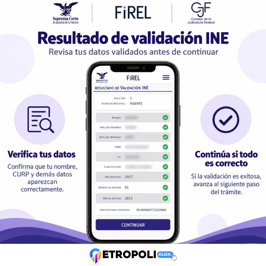 Resultado de validacion INE de tu Firel