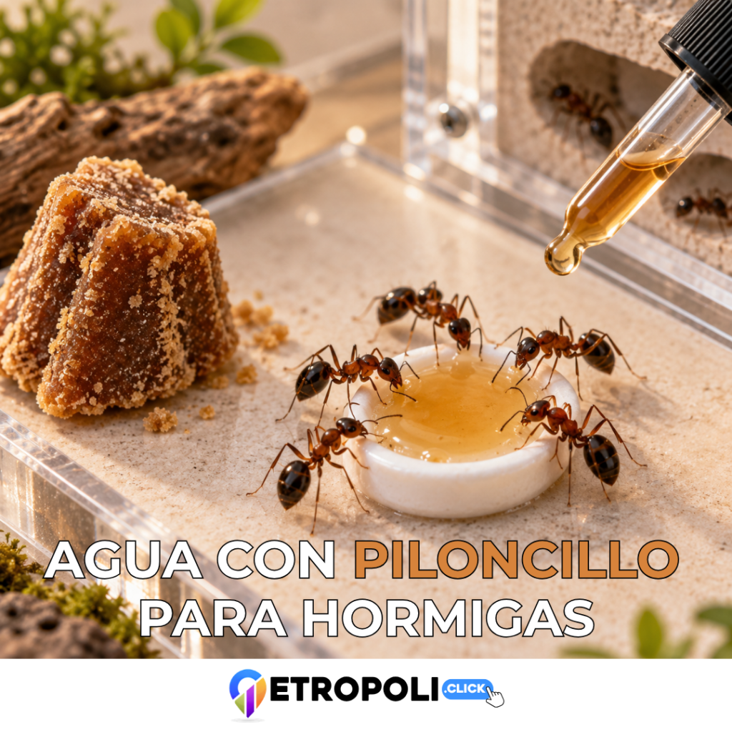 Agua con piloncillo para hormigas: cómo prepararla y dársela a tu colonia de forma segura 2 Hormigas alimentándose con solución de agua con piloncillo
Portada Agua con piloncillo para hormigas: cómo prepararla y dársela a tu colonia de forma segura