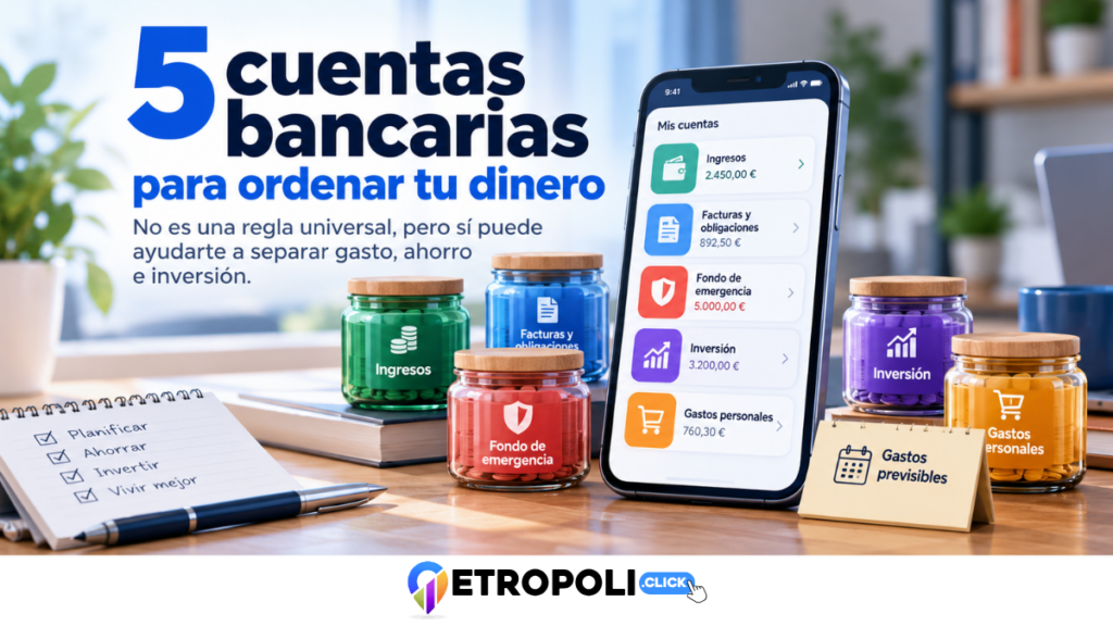 5 cuentas bancarias: cómo organizar tu dinero sin mezclar gastos y ahorro
