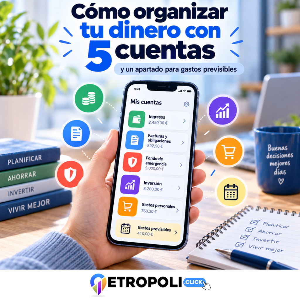 Portada 5 cuentas bancarias: cómo organizar tu dinero sin mezclar gastos y ahorro